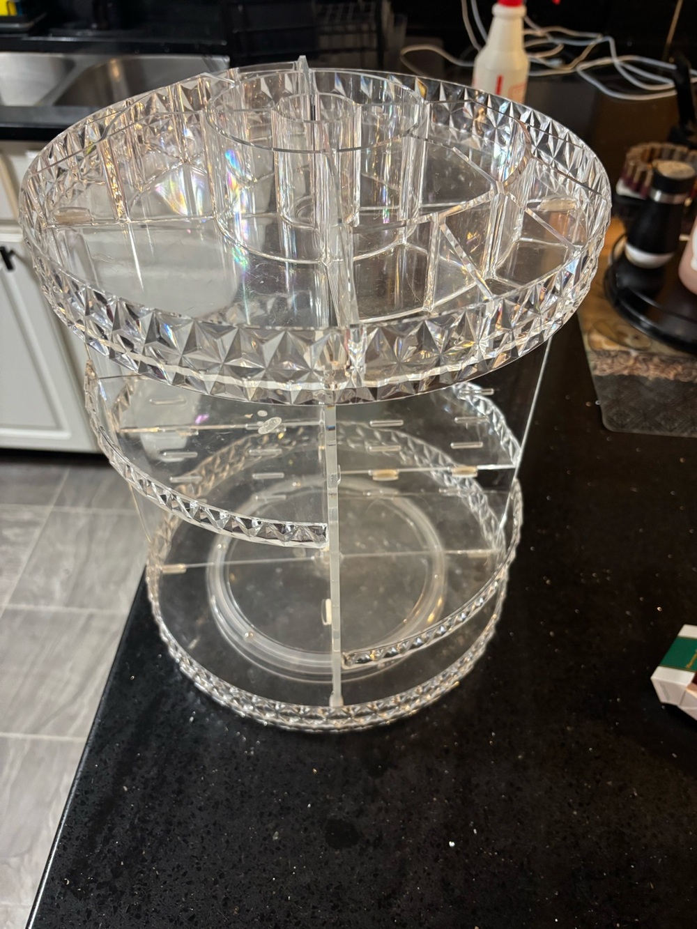 Clear Rotating Acrylic Makeup Organizer - 3-Tier Cosmetic Storage